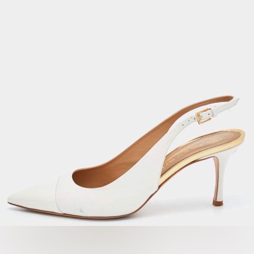 Tory Burch Penolope 65MM White Slingback Heels